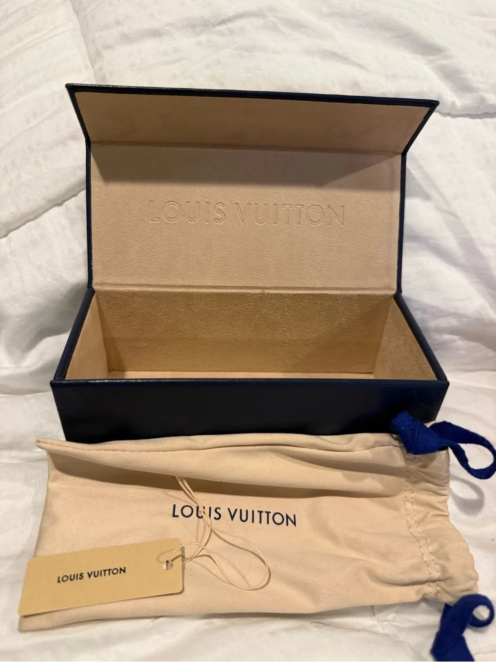 Louis Vuitton Gold Frame Sunglasses with Dark Green Lenses and Orange Box
